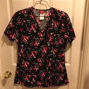 Dickies Breast Cancer Scrub Top. Size: Small